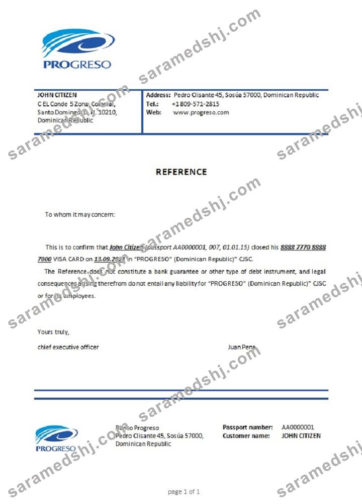 Dominicia_Banco Progreso_closure reference